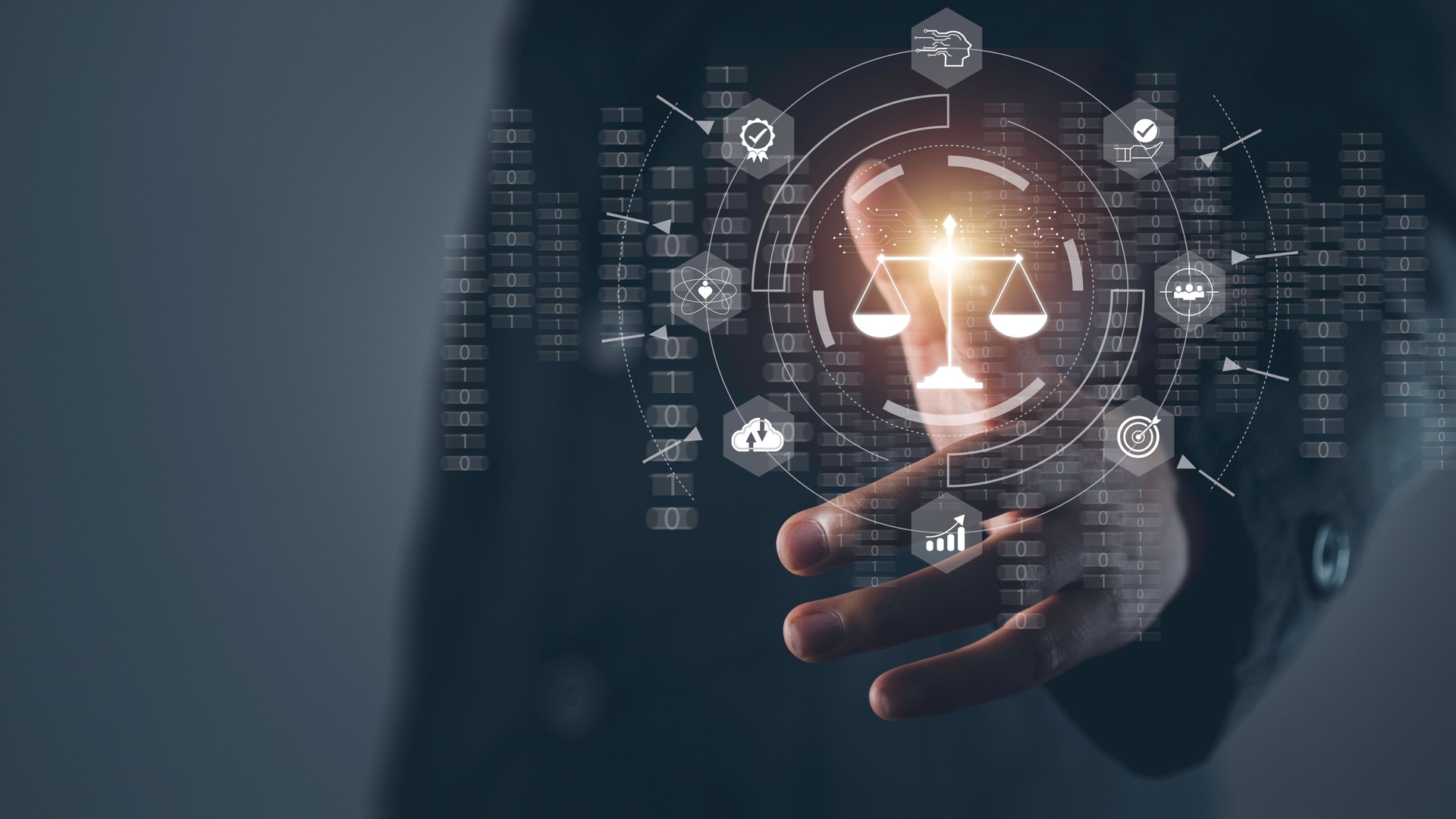 AI Law or AI ethics business concept. Artificial intelligence developing codes. Compliance, Business policy target in digital transformation and responsibility for guarding against unintended bias.